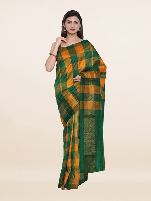 

Pothys Yellow & Green Checked Zari Saree