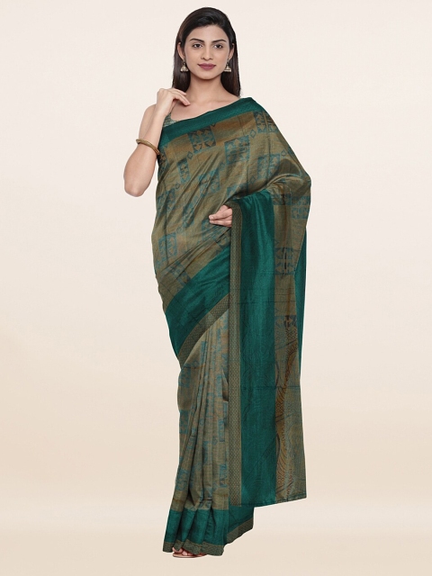

Pothys Green & Beige Woven Design Saree