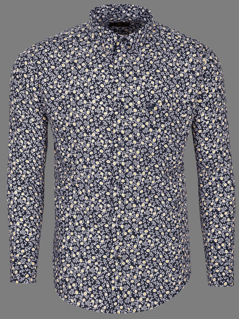 

FRENCH CROWN Men Grey Standard Floral Printed Formal Shirt