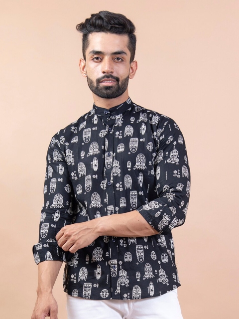 

Tistabene Men Black Comfort African Printed Casual Shirt