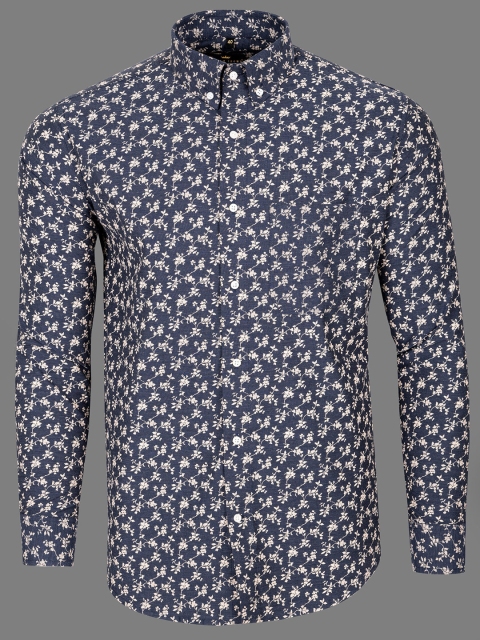 

FRENCH CROWN Men Blue Standard Floral Printed Formal Shirt