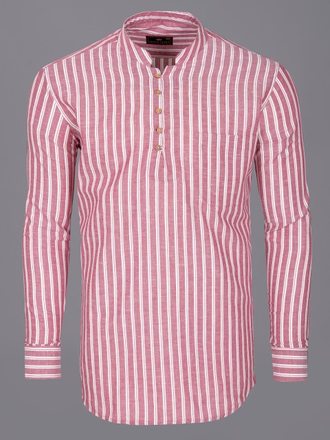 

FRENCH CROWN Men Pink Standard Striped Formal Shirt