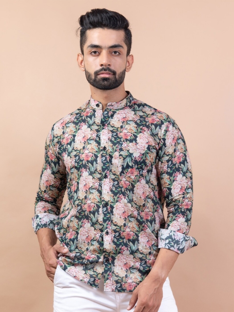 

Tistabene Men Regular Fit Green Comfort Floral Printed Casual Shirt