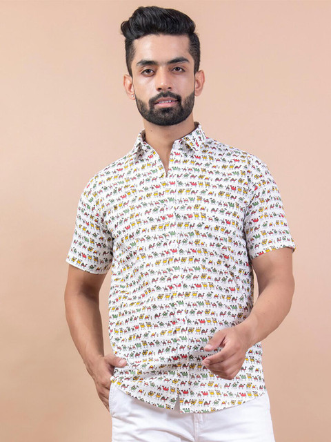 

Tistabene Men White Comfort Animal Printed Casual Shirt