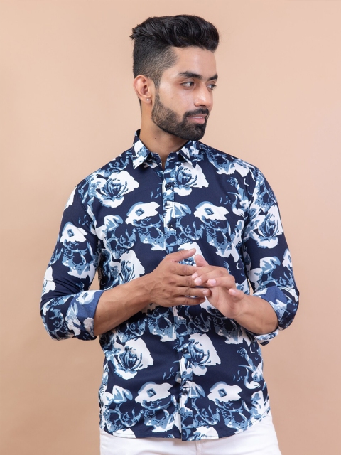 

Tistabene Men Blue Comfort Floral Printed Casual Shirt