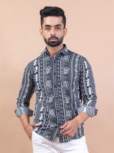 

Tistabene Men Black and white Comfort Printed Casual Shirt