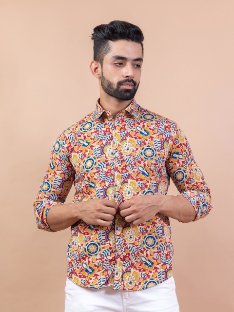 

Tistabene Men Mustard Comfort Floral Printed Casual Shirt