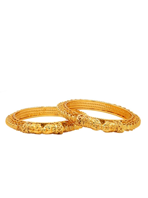 

Shining Jewel - By Shivansh Set Of 2 Gold-Plated Crystal & Kundan Studded Bangles