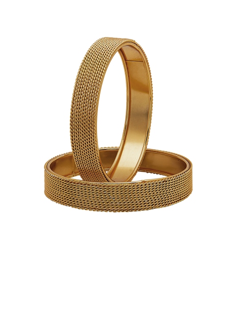 

Shining Jewel - By Shivansh Set of 2 Gold-Plated Antique Bangles