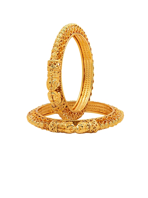 

Shining Jewel - By Shivansh Set Of 2 Gold-Plated Crystal & Kundan Studded Bangles