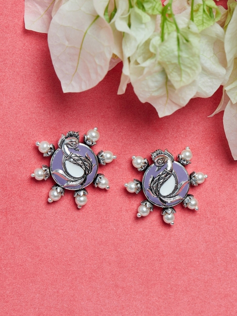 

Voylla Silver-Toned Contemporary Studs Earrings