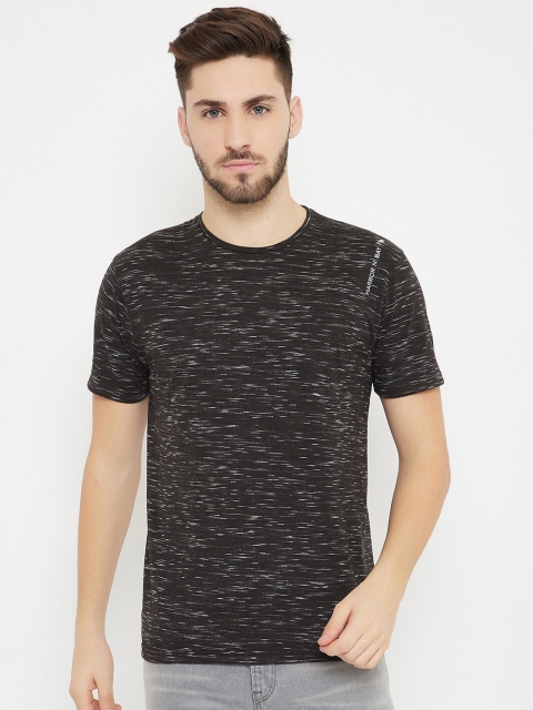 

HARBORNBAY Men Black Self Design T-shirt