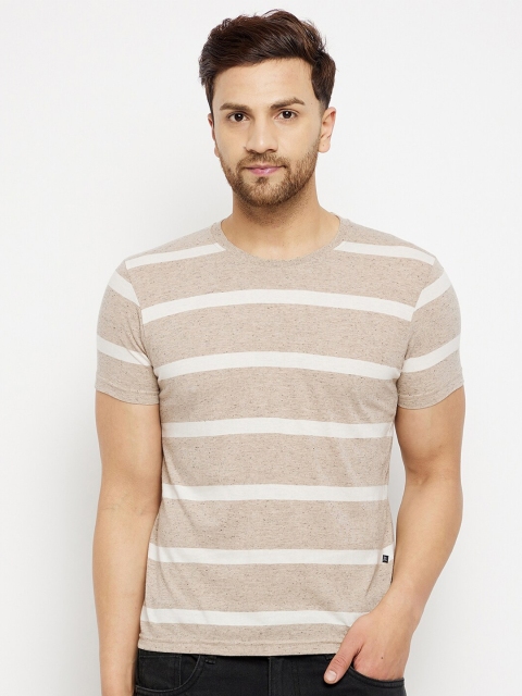 

HARBORNBAY Men Beige Striped T-shirt