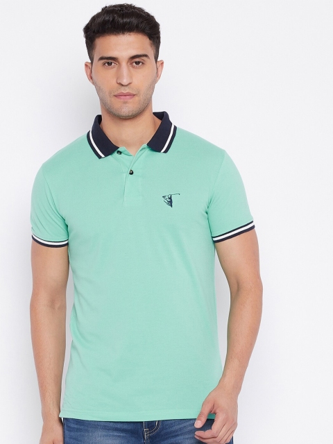 

HARBORNBAY Men Green & Navy Blue Polo Collar T-shirt