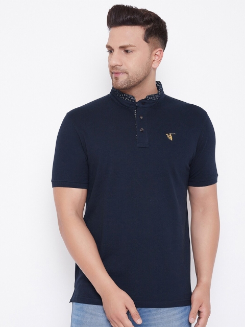 

HARBORNBAY Men Navy Blue High Neck T-shirt