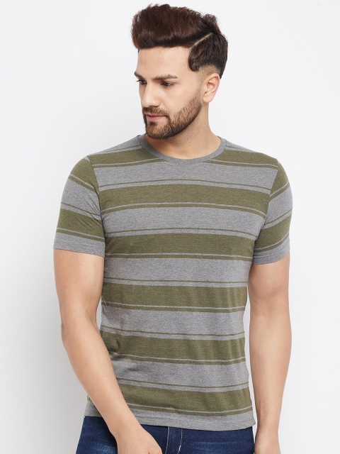 

HARBORNBAY Men Green Striped T-shirt