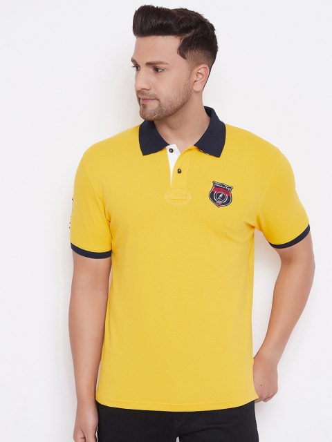 

HARBORNBAY Men Yellow Polo Collar Applique T-shirt