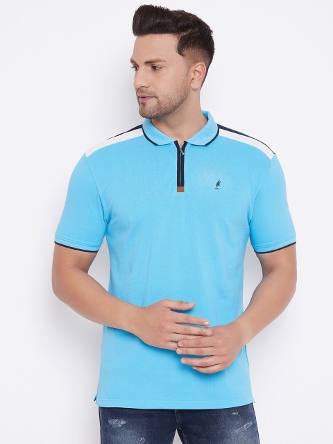 

HARBORNBAY Men Blue Polo Collar T-shirt