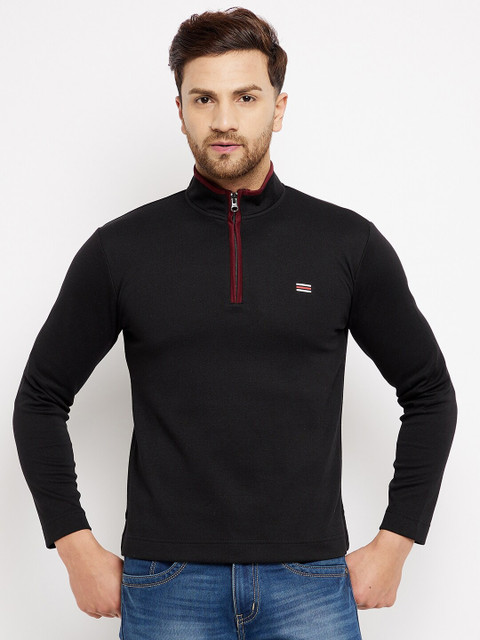 

HARBORNBAY Men Black front zip Sweatshirt