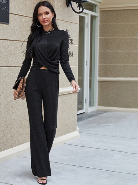 

BoStreet Women Black Top with Trousers Co-Ords