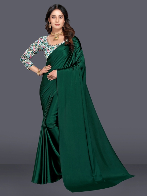 

M Venture Green Satin Mangalagiri Saree