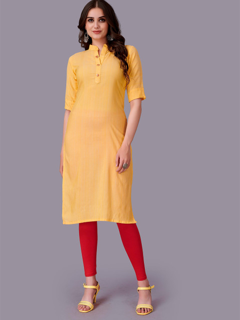 

Fashion FRICKS Yellow Striped Kurti