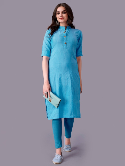

Fashion FRICKS Women Blue Striped Kurta