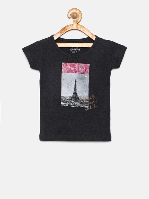 

Gini and Jony Girls Grey Printed Top