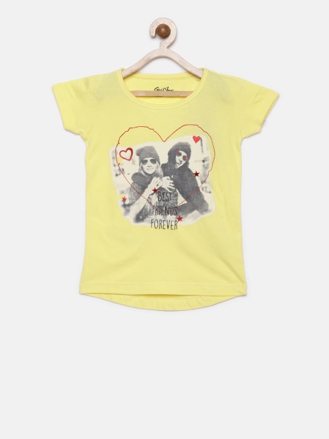 

Gini and Jony Girls Yellow Printed Top