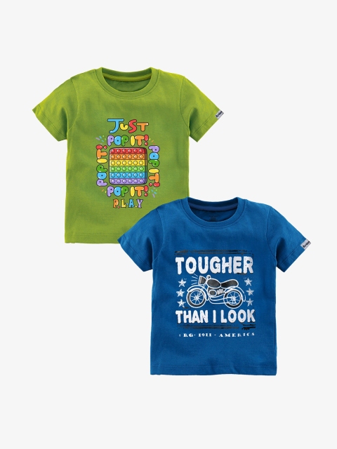 

Ardan Lucy Boys Green & Blue Typography 2 Printed T-shirt