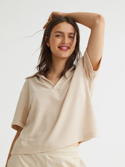 

H&M Women Beige Terry Top