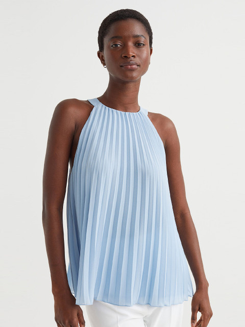 

H&M Women Blue Pleated Top