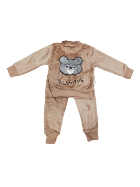 

Camey Unisex Kids Brown & Grey Printed Top with Trousers