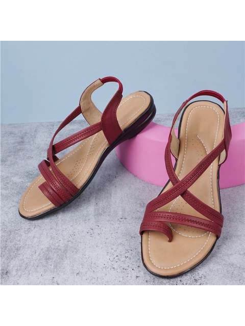 

Style Shoes Women Maroon Open Toe Flat Sandals