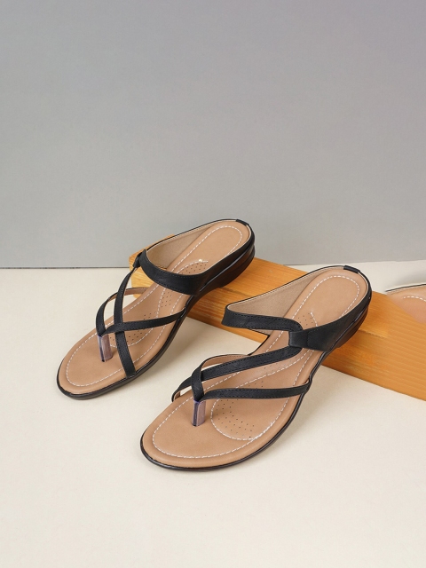 

Style Shoes Women Black open toe slip on Flats