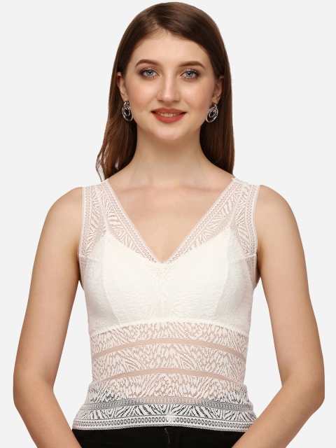 

HSR Women White Solid Lace Camisoles