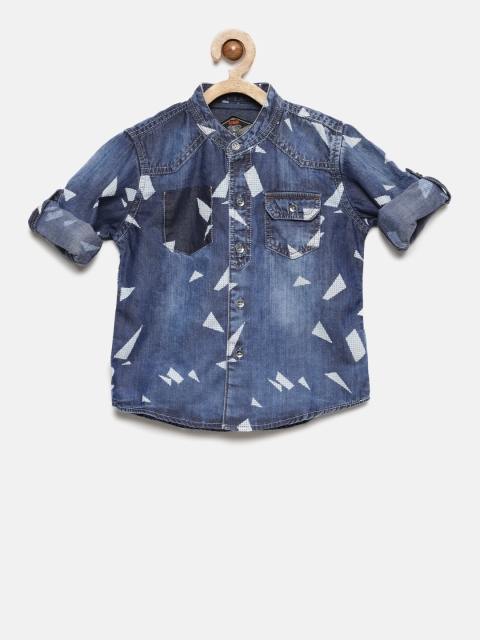 

Gini and Jony Boys Blue Regular Fit Printed Casual Shirt