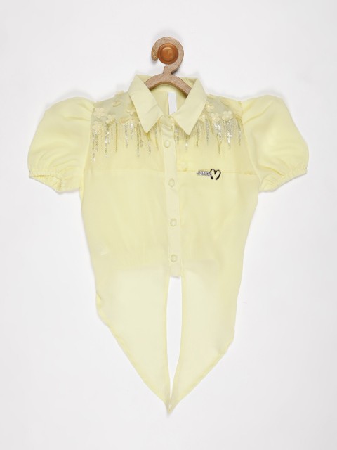 

V2 Value & Variety Girls Yellow Embellished Top
