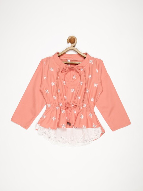 

V2 Value & Variety Beige Geometric Print Tie-Up Neck Cinched Waist Top