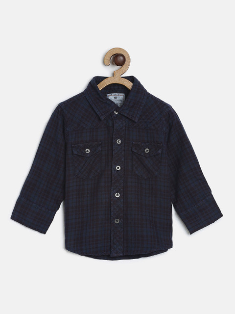 

Gini and Jony Boys Blue Regular Fit Checked Casual Shirt