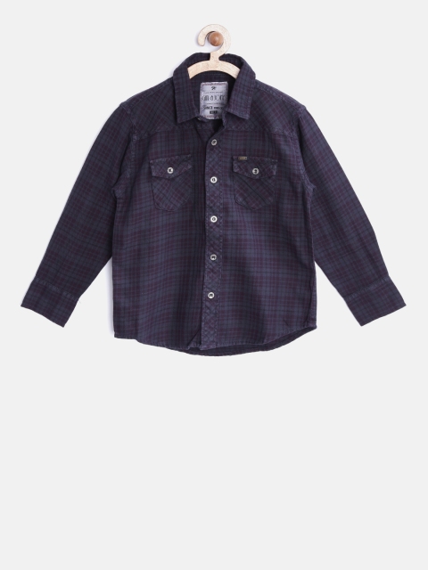 

Gini and Jony Boys Navy Checked Casual Shirt, Navy blue