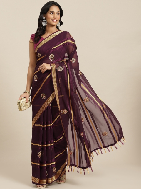 

Mitera Magenta & Gold-Toned Gotta Patti Satin Chanderi Saree