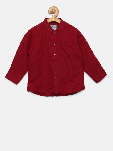 

Gini and Jony Boys Red Regular Fit Solid Casual Shirt