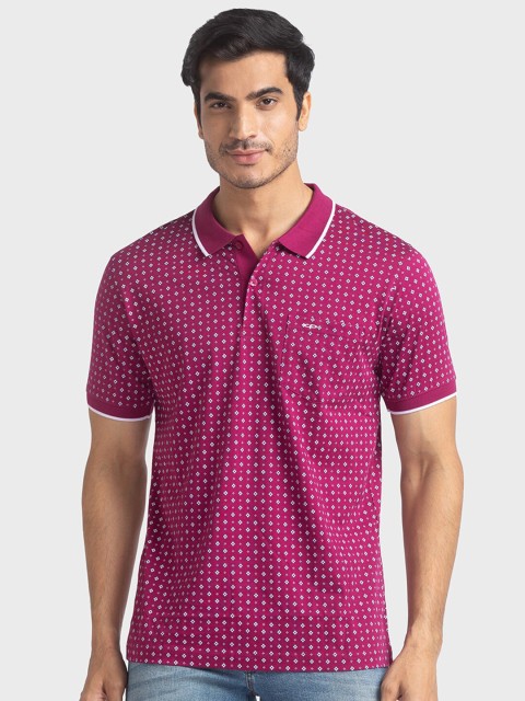 

ColorPlus Men Violet Printed Polo Collar T-shirt