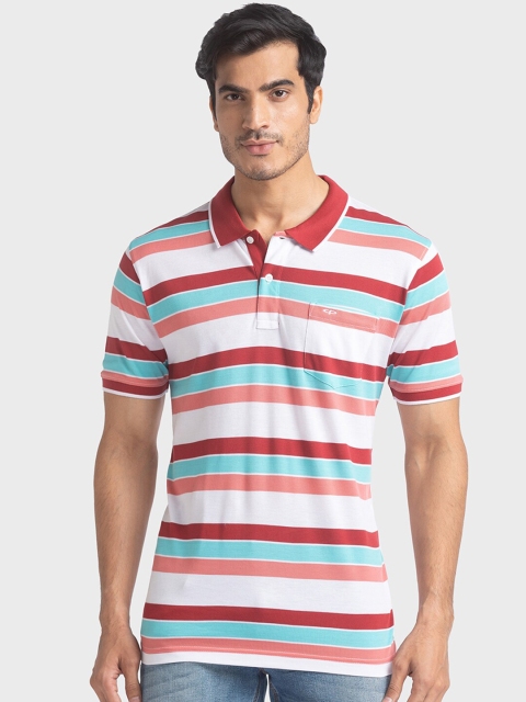 

ColorPlus Men Red & White Striped Polo Collar T-shirt