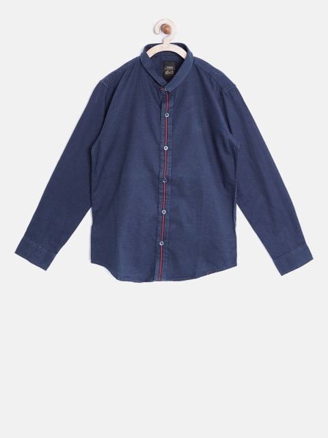 

Gini and Jony Boys Navy Blue Slim Fit Self-Design Casual Shirt