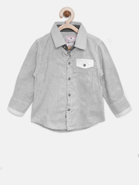 

Gini and Jony Boys White & Navy Regular Fit Checked Casual Shirt