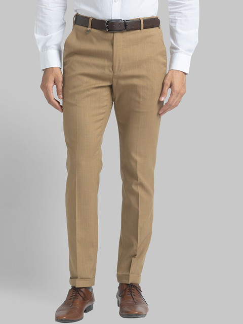 

Park Avenue Men Khaki Textured Trousers