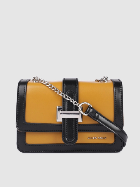 

Allen Solly Mustard Yellow & Black Solid Sling Bag