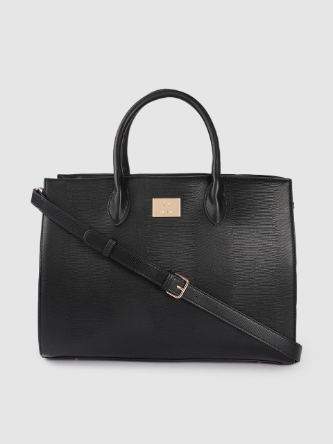 

Allen Solly Black Animal Textured PU Oversized Structured Handheld Bag
